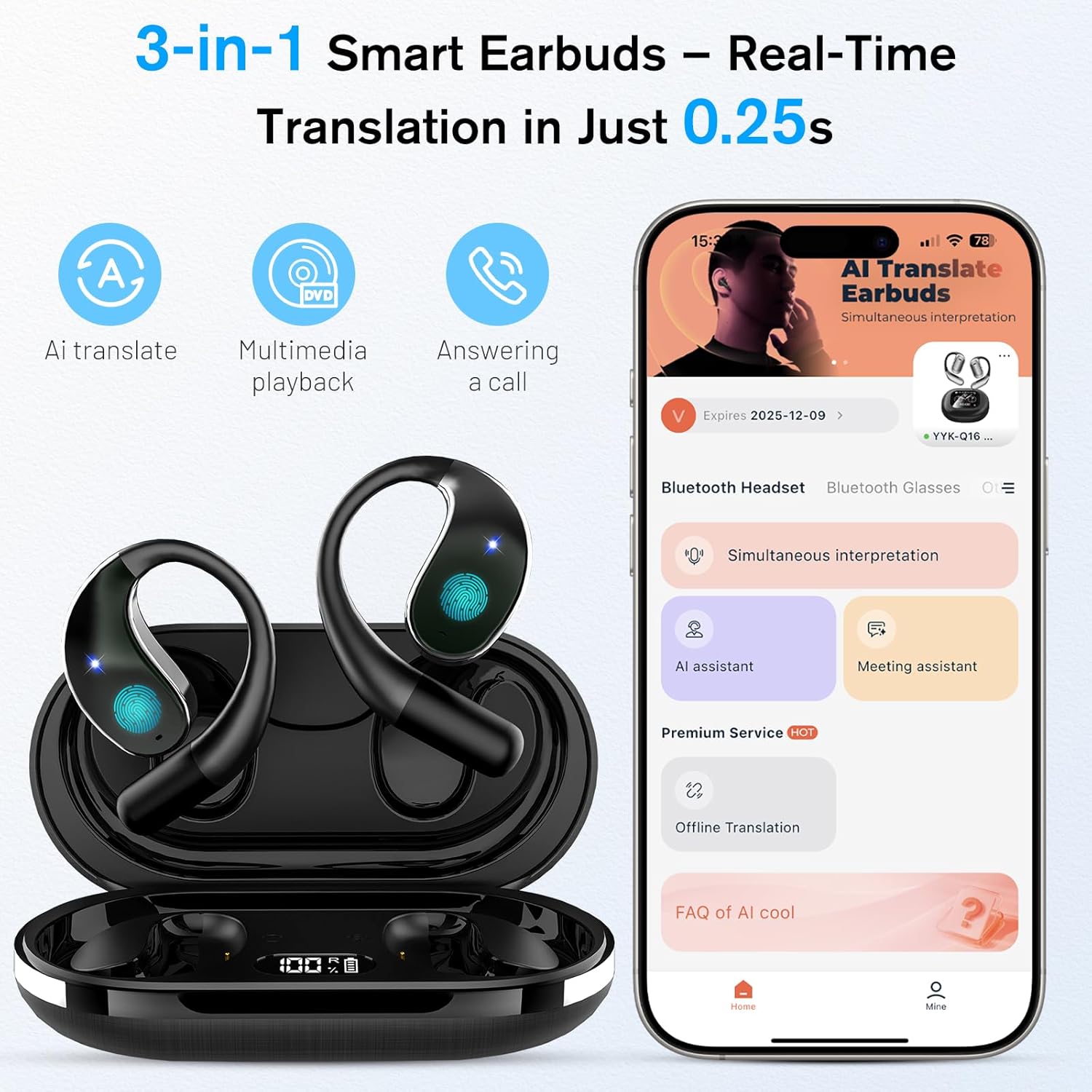 AI Translator Earbuds (144 Languages)