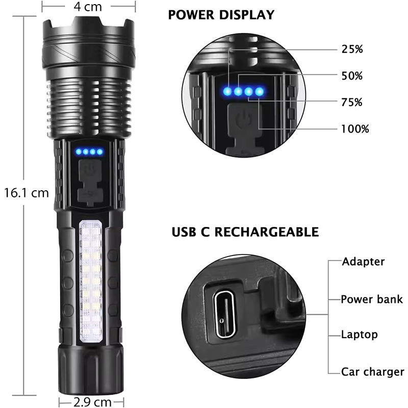 USB Rechargeable LED Torch – Free Shipping